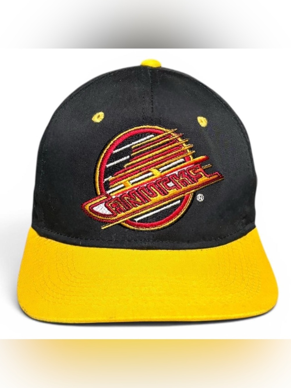 Vintage Vancouver Canucks NHL Hockey Block Head Competitor Logo 7 Snap Back Hat